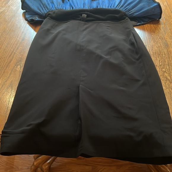 Stella McCartney Black Dress With Brocade Blue And Black Peplum At Back Size XL - Picture 7 of 9